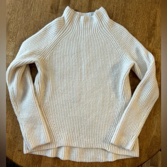 Madewell Northfield Mockneck Sweater Women's Medium Antique Cream Ribbed Soft - Picture 1 of 14